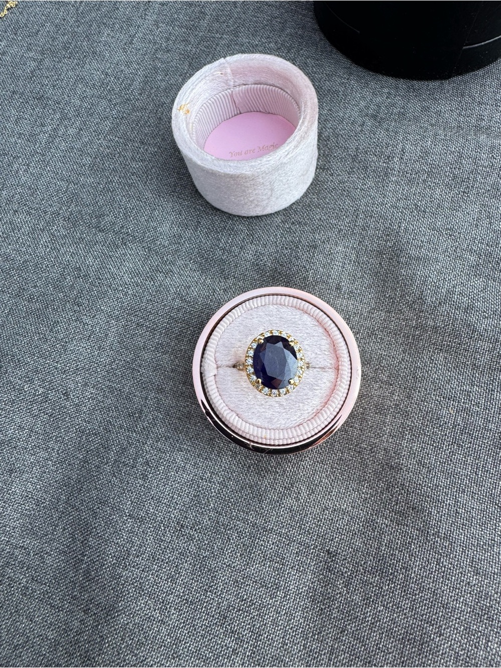 Classic Oval Sapphire Halo Ring in Gold Tone - Women's Jewelry